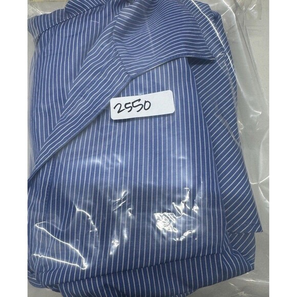 Lafayette 148 Top Plus Size 22 Blue White Stripe Ruched Button Up Long Sleeve - Picture 9 of 9